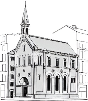 dessin de l'église luthérienne vue de l'extérieur
